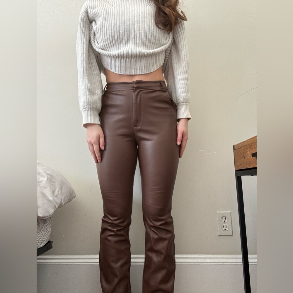 Brown leather pants